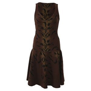 Antonio Barardi Brown Tiger Print Puff Dress in Animal Print Rayon